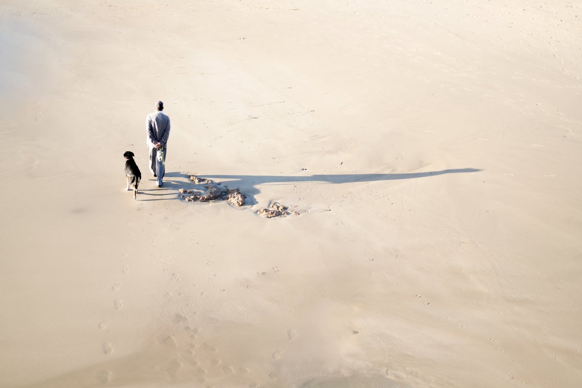 Man with dog walking