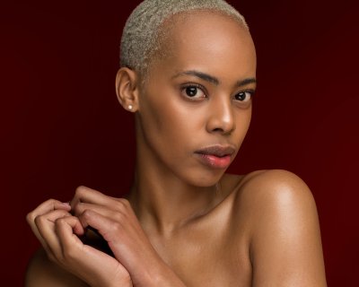 Black model posing in studio