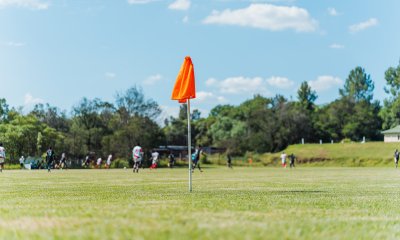 Orange soccer flag