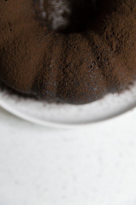 Chocolate cake with coco sprinkles