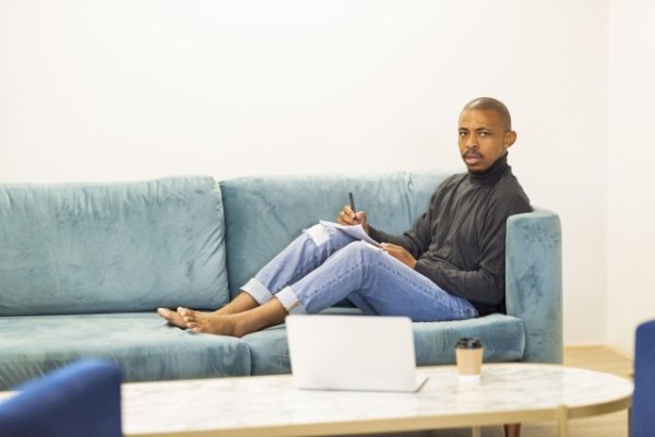 Black business man at working from home