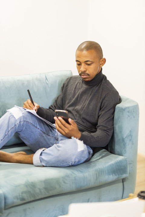 Black business man at working from home