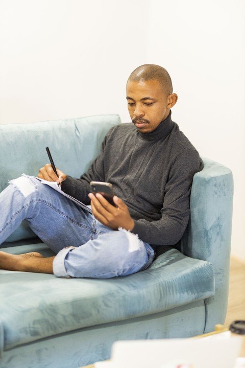 Black business man at working from home