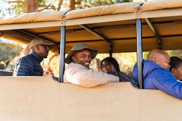 Black people going for a game drive in South Africa