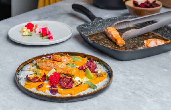 Grilled salmon on a plate