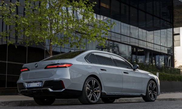 BMW i740i parked on the side of the road