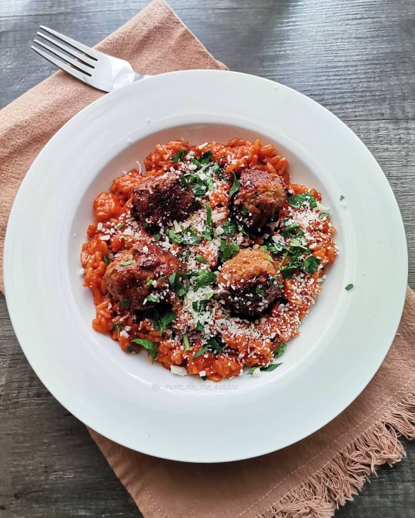 Meatballs and Tomato Risoni.
