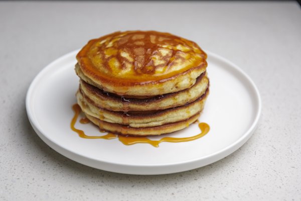 Breakfast pancakes with syrup on a plate