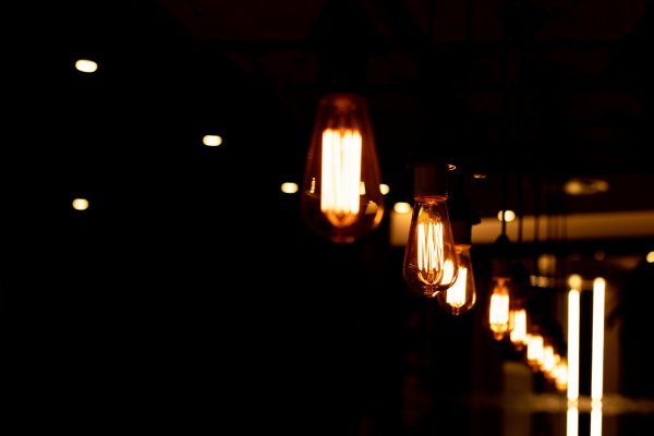 Lit retro filament light bulbs