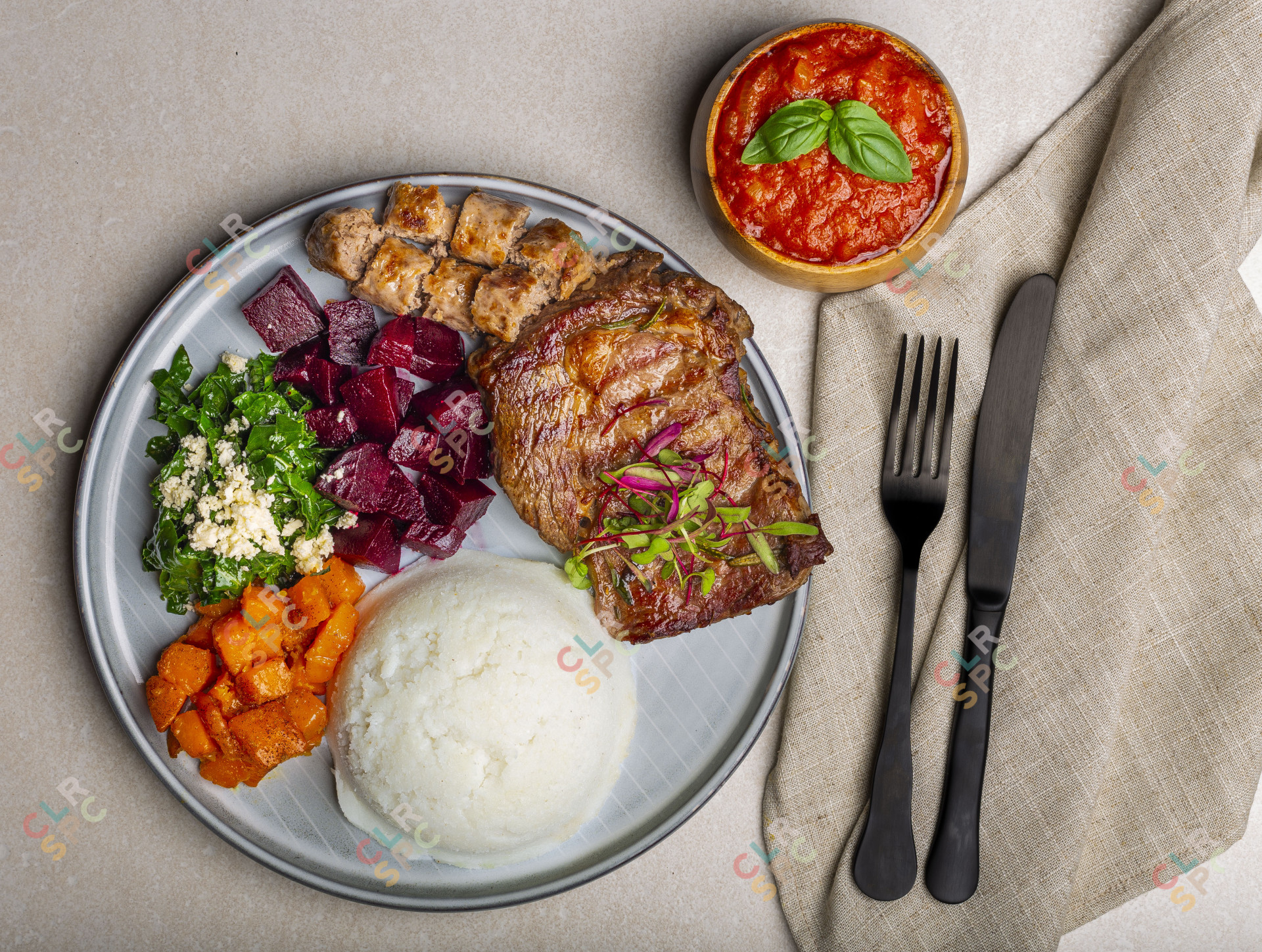 African seven colours plate of food