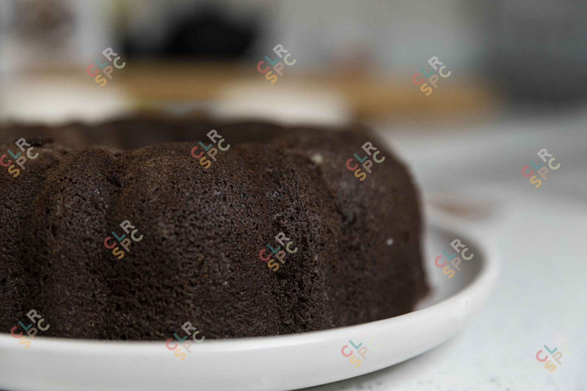 Chocolate cake after being baked