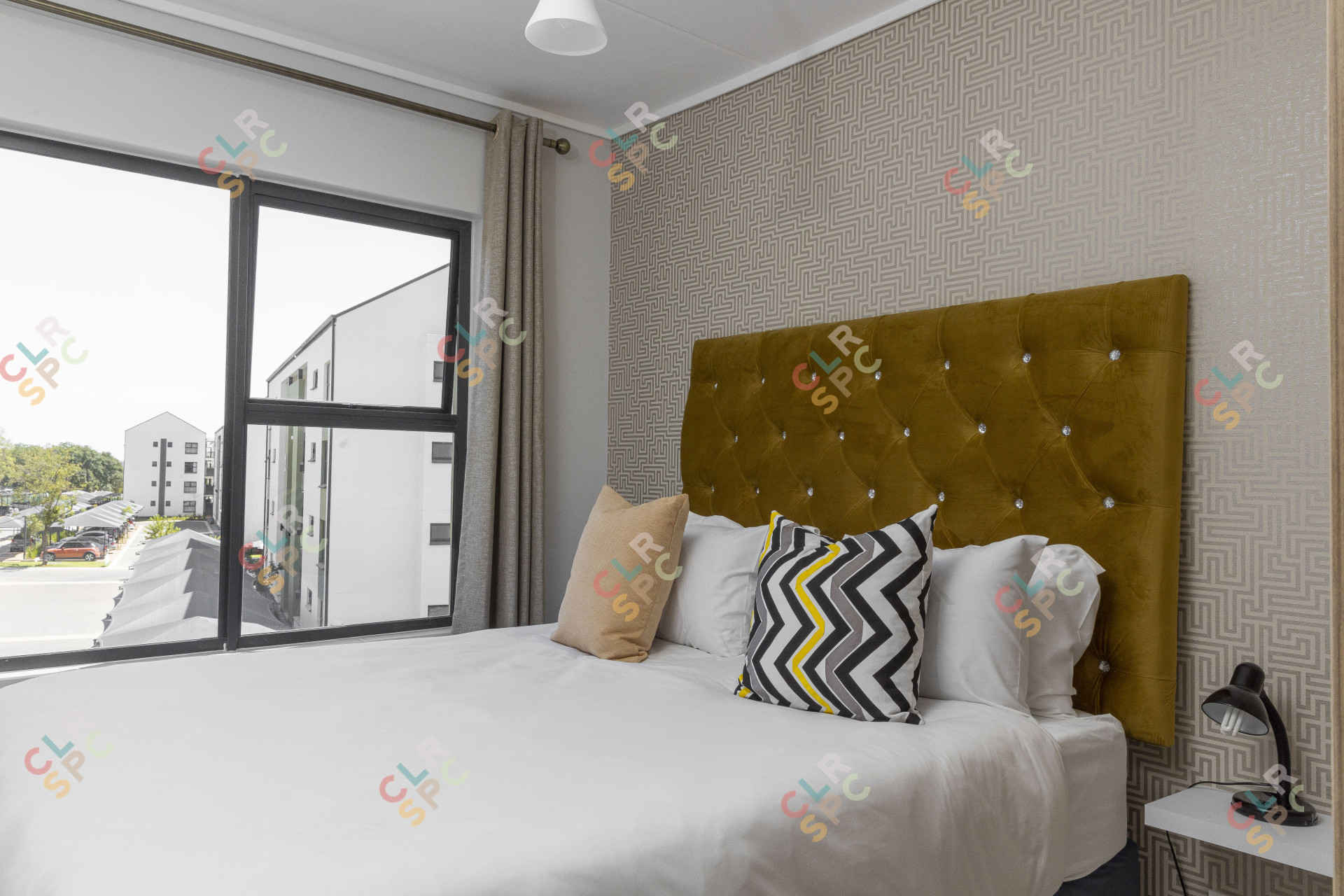 Comfortable double bed decorated nicely