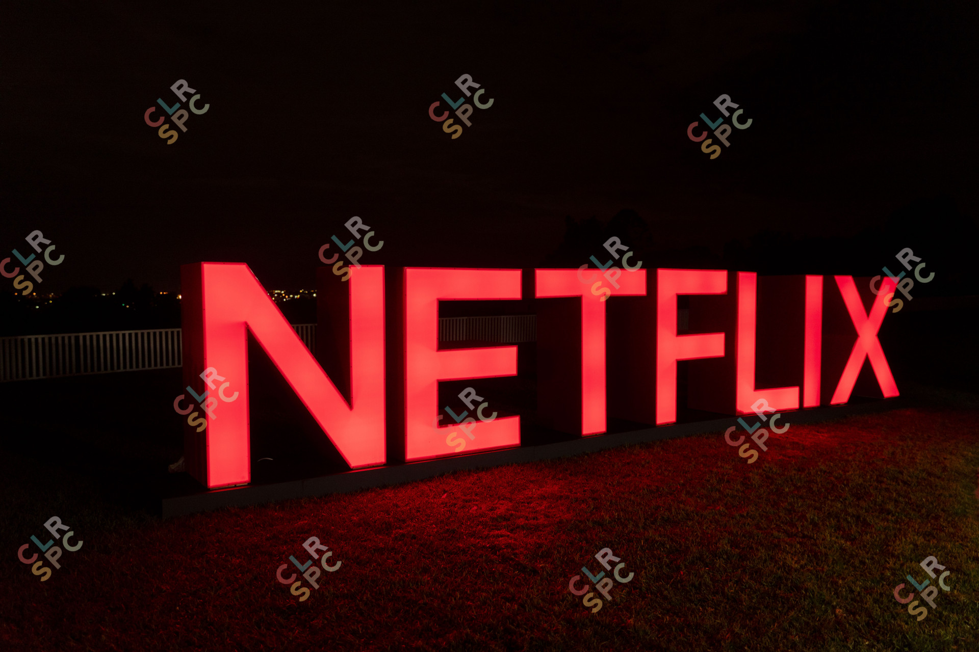 Netflix logo at night