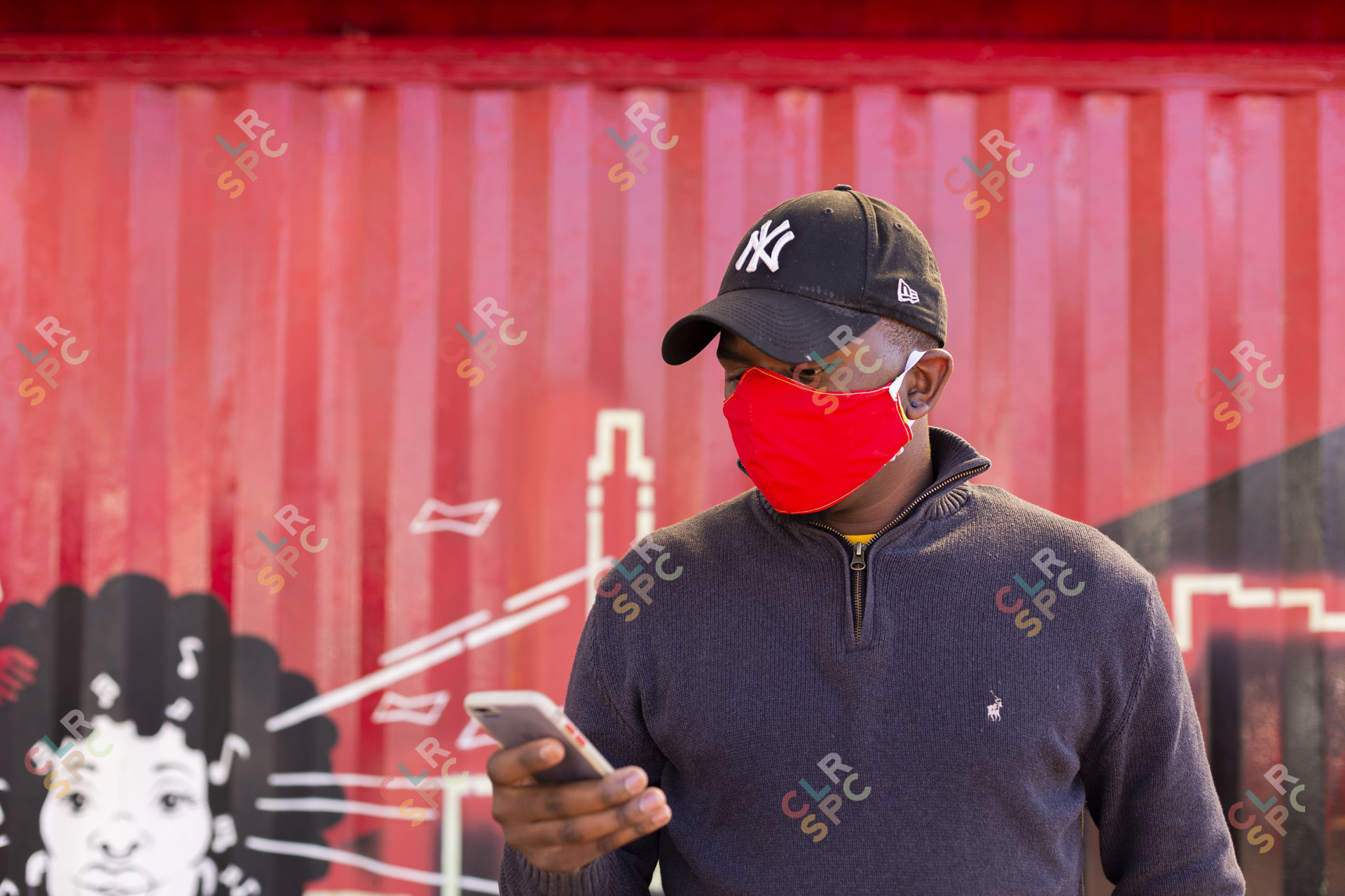 Black man wearing mask in Soweto