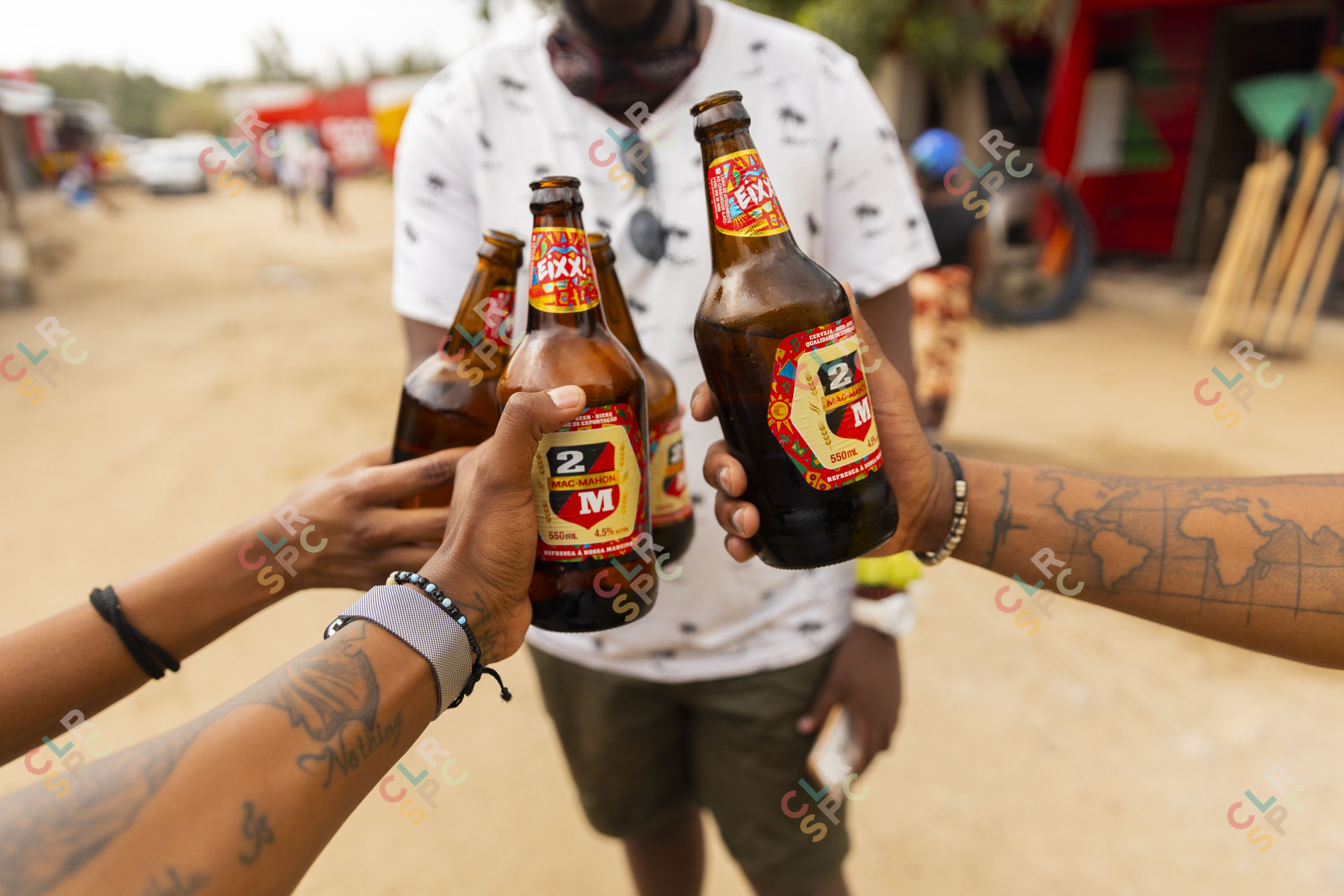 Beer with friends in Mozambique.
