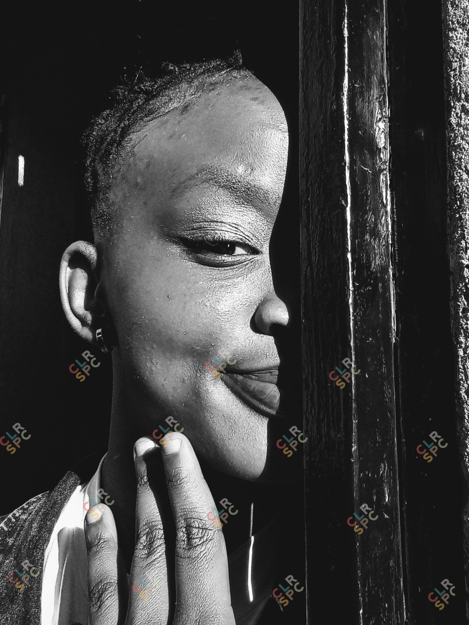 Black and white photo of black woman