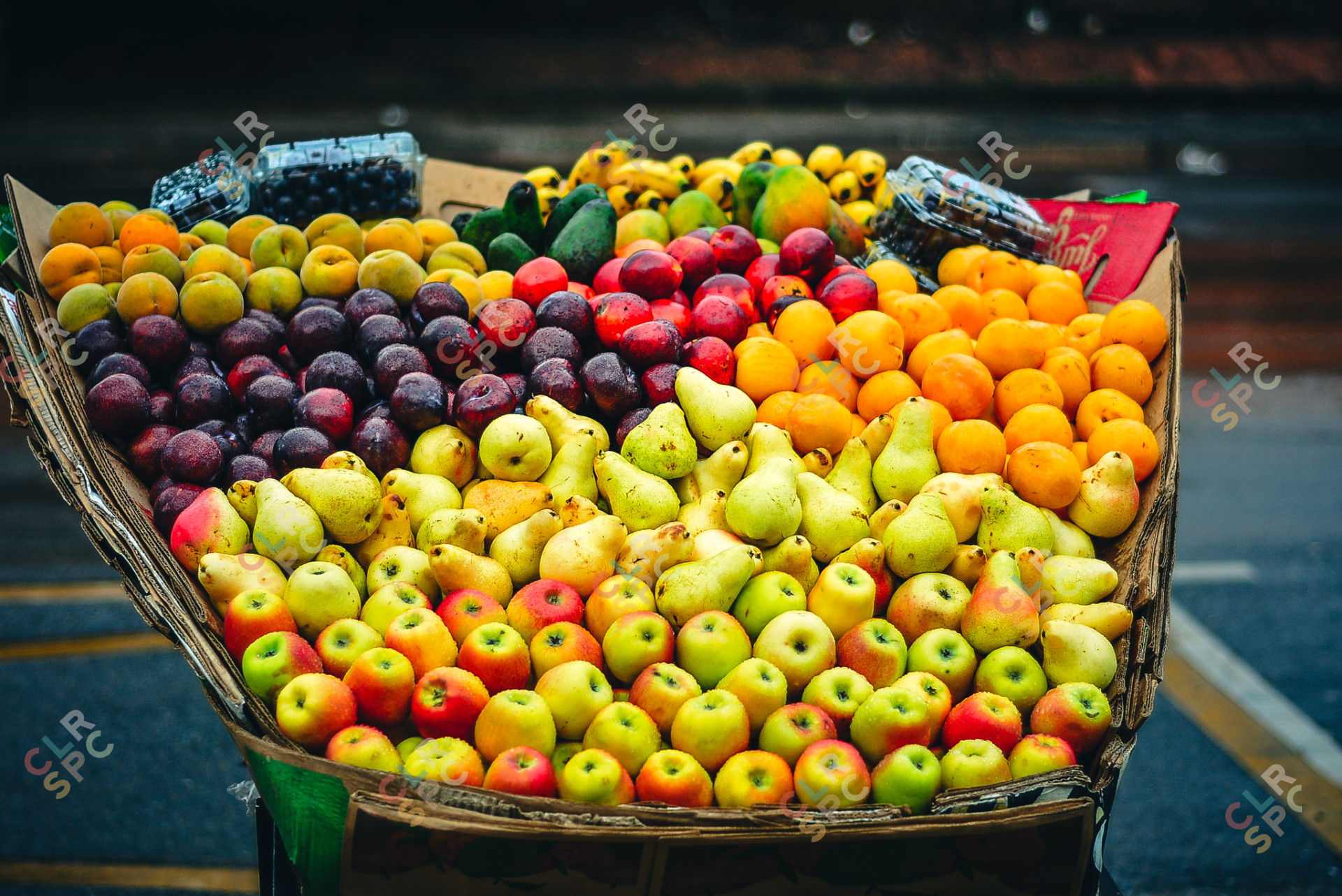 A hawker's fruit trolley.