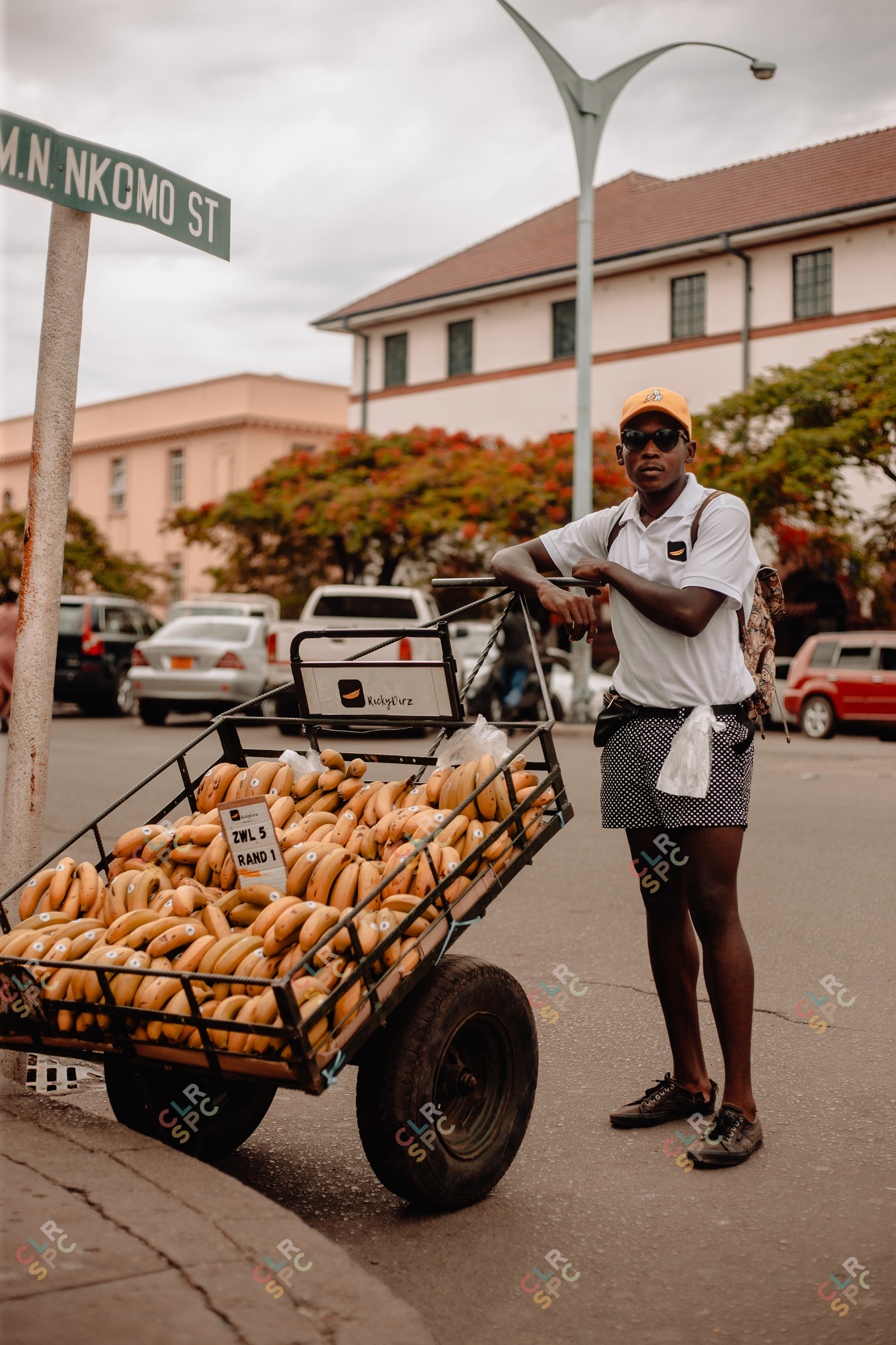 Fruit vendor selling bananas