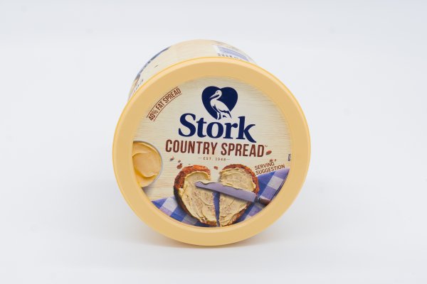 Product of stork country spread on the side.