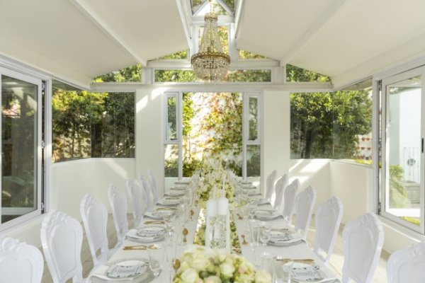 White table sitting for friends